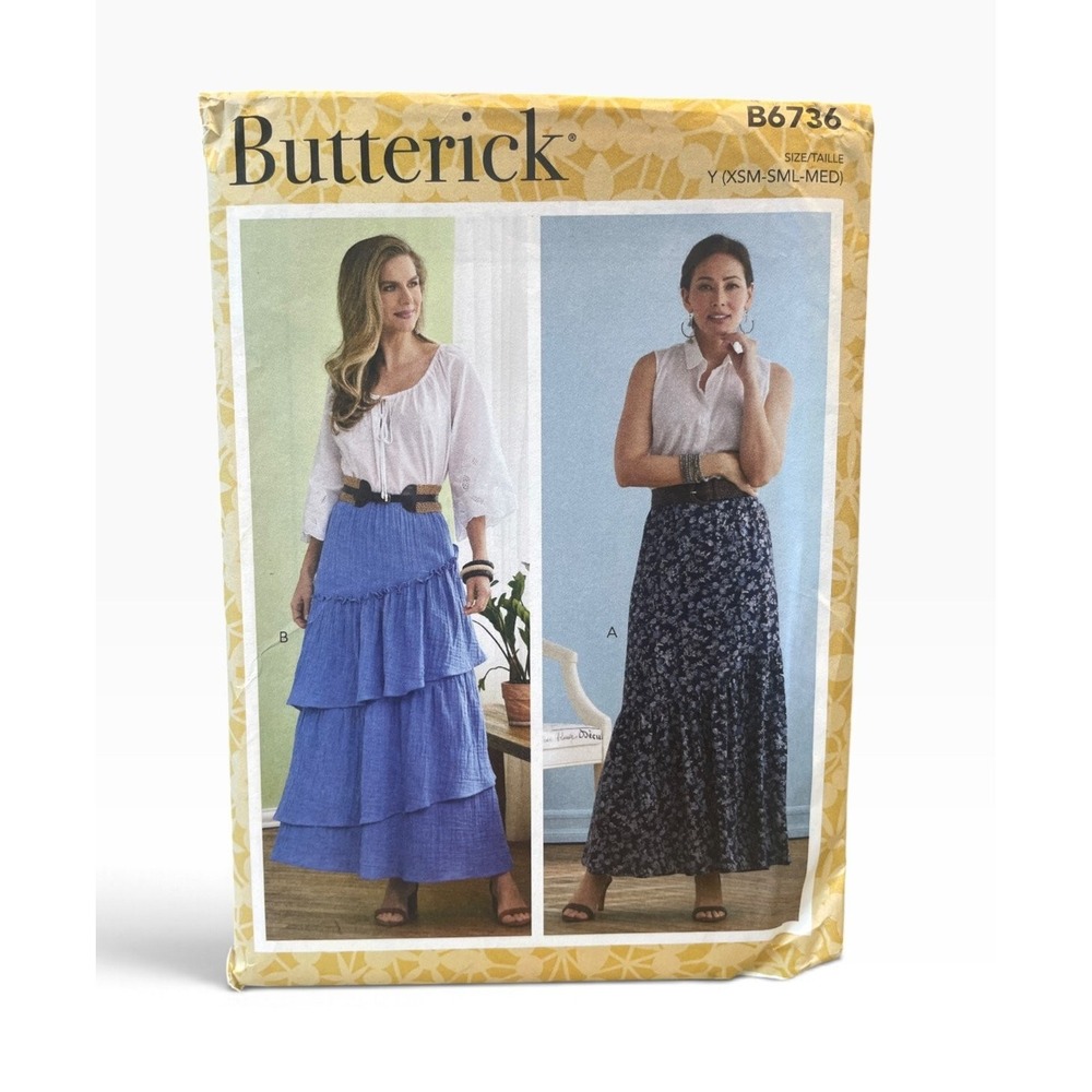 Butterick B6736 Misses Skirt Y (XSM-SML-MED) Tiered Ruffle Uncut FF